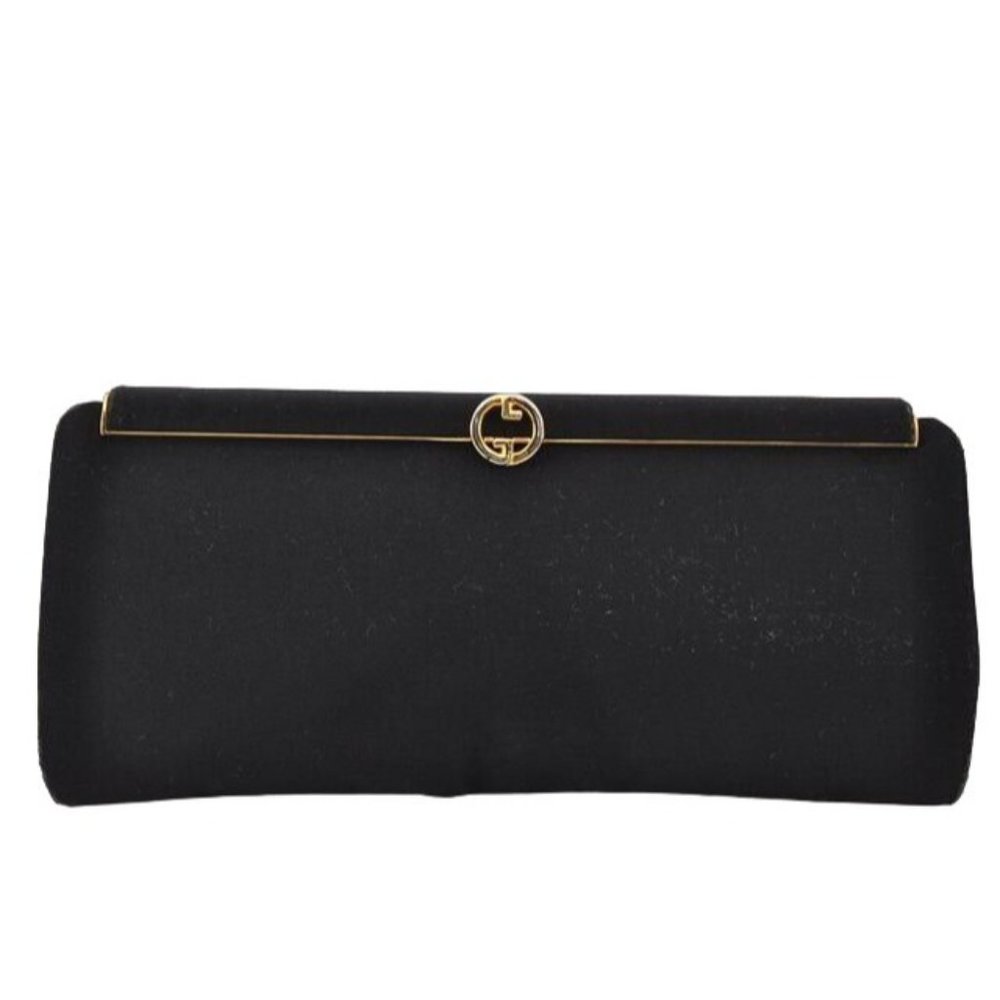 1960's Gucci mod black silk interlocking GG clutch purse - Picture 11 of 12